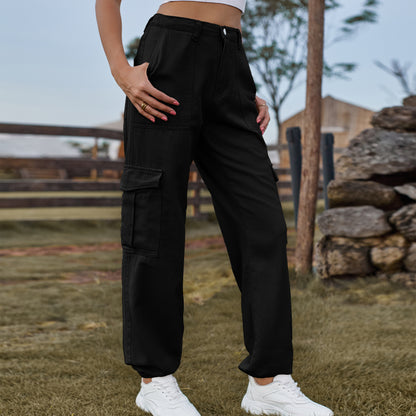 Stylish Multi-pocket Cargo Pant - Women's Loose Straight-Leg（Cuffed） Casual Trousers
