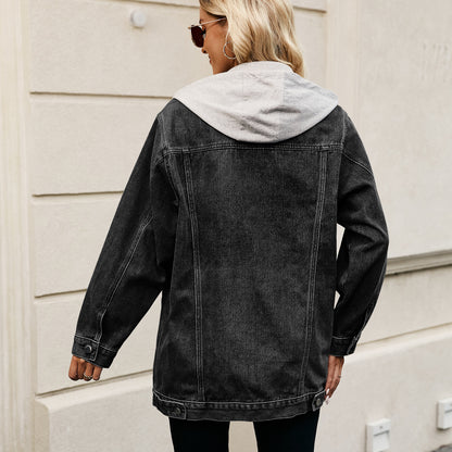 Retro Vertical - Striped Denim Jacket - Loose - Fit Women's Outerwear