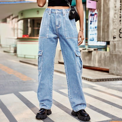 Stylish Multi-pocket Cargo Pant - Women's Loose Straight-Leg（Cuffed） Casual Trousers