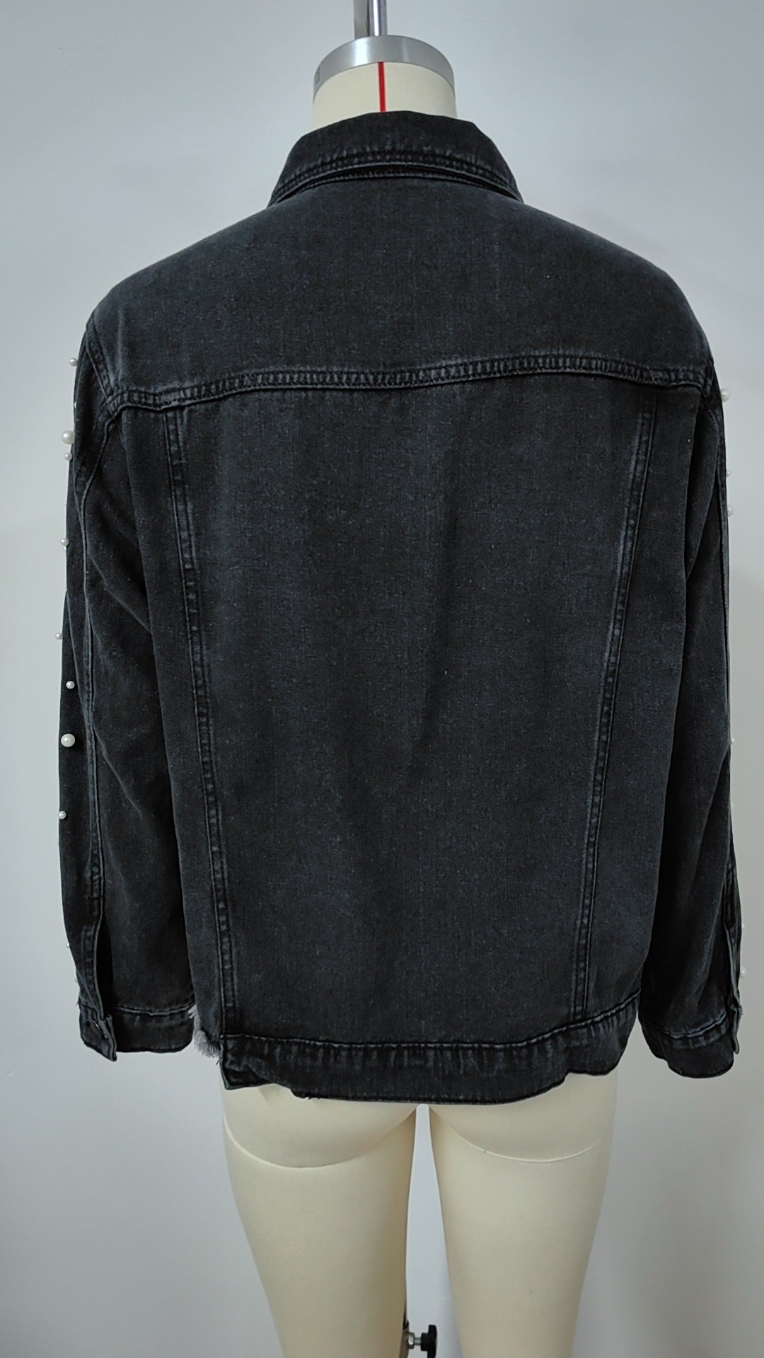 Pearl-Embellished Denim Jacket - Stylish Women's Outerwear