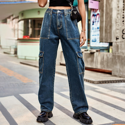 Stylish Multi-pocket Cargo Pant - Women's Loose Straight-Leg（Cuffed） Casual Trousers