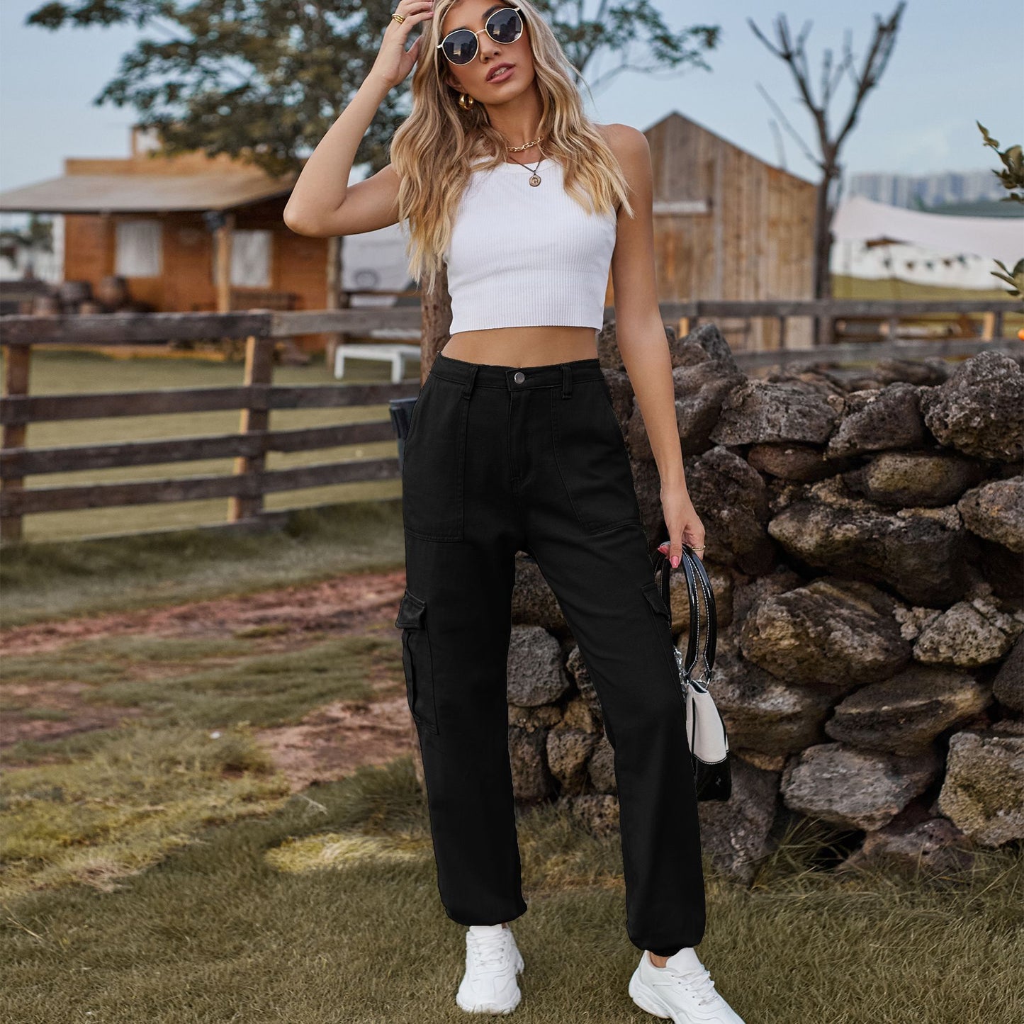 Stylish Multi-pocket Cargo Pant - Women's Loose Straight-Leg（Cuffed） Casual Trousers