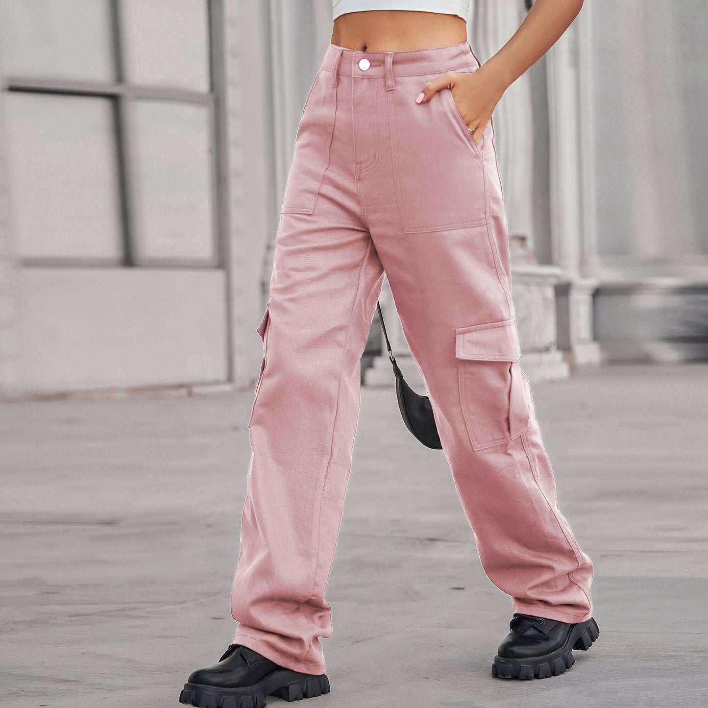 Stylish Multi-pocket Cargo Pant - Women's Loose Straight-Leg（Cuffed） Casual Trousers