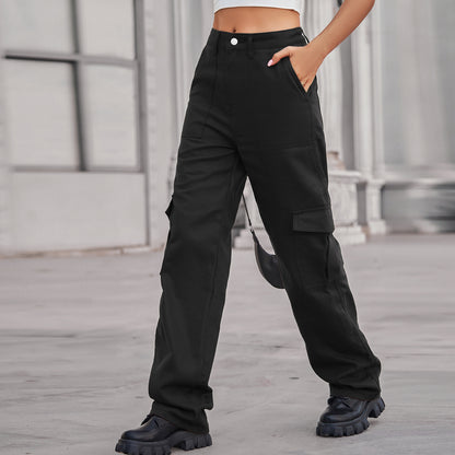 Stylish Multi-pocket Cargo Pant - Women's Loose Straight-Leg（Cuffed） Casual Trousers