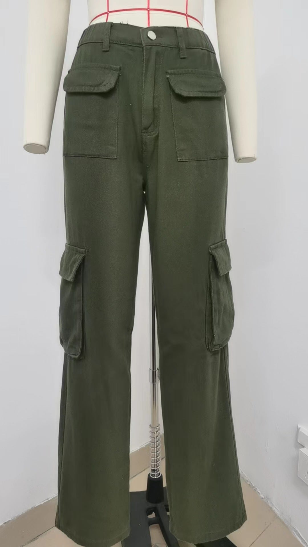 Multi - Pocket Cargo Denim Pant - Loose Straight Women's Trousers