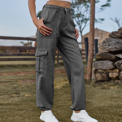 Stylish Multi-pocket Cargo Pant - Women's Loose Straight-Leg（Cuffed） Casual Trousers