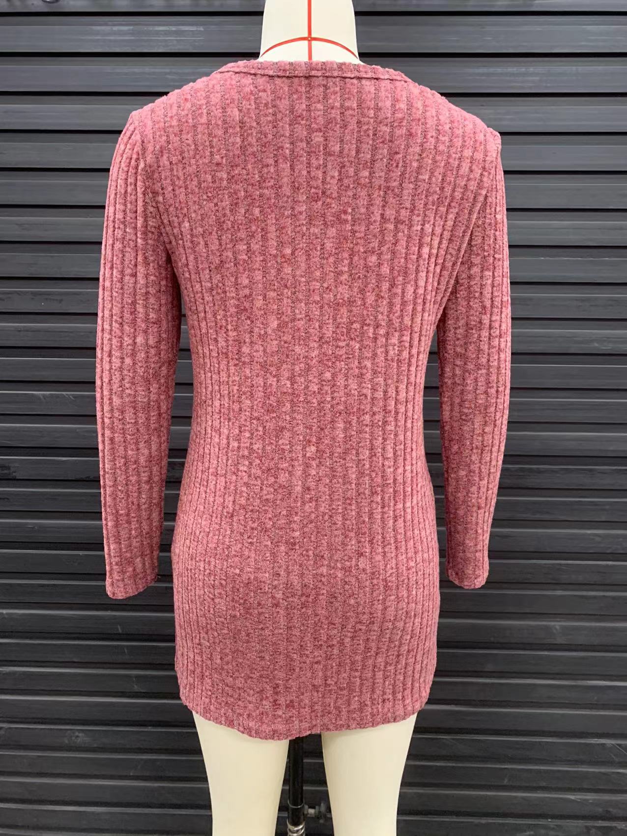 Rib - Knit Cardigan - Multi - Color Long Women's Knitwear