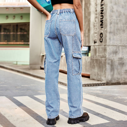 Stylish Multi-pocket Cargo Pant - Women's Loose Straight-Leg（Cuffed） Casual Trousers