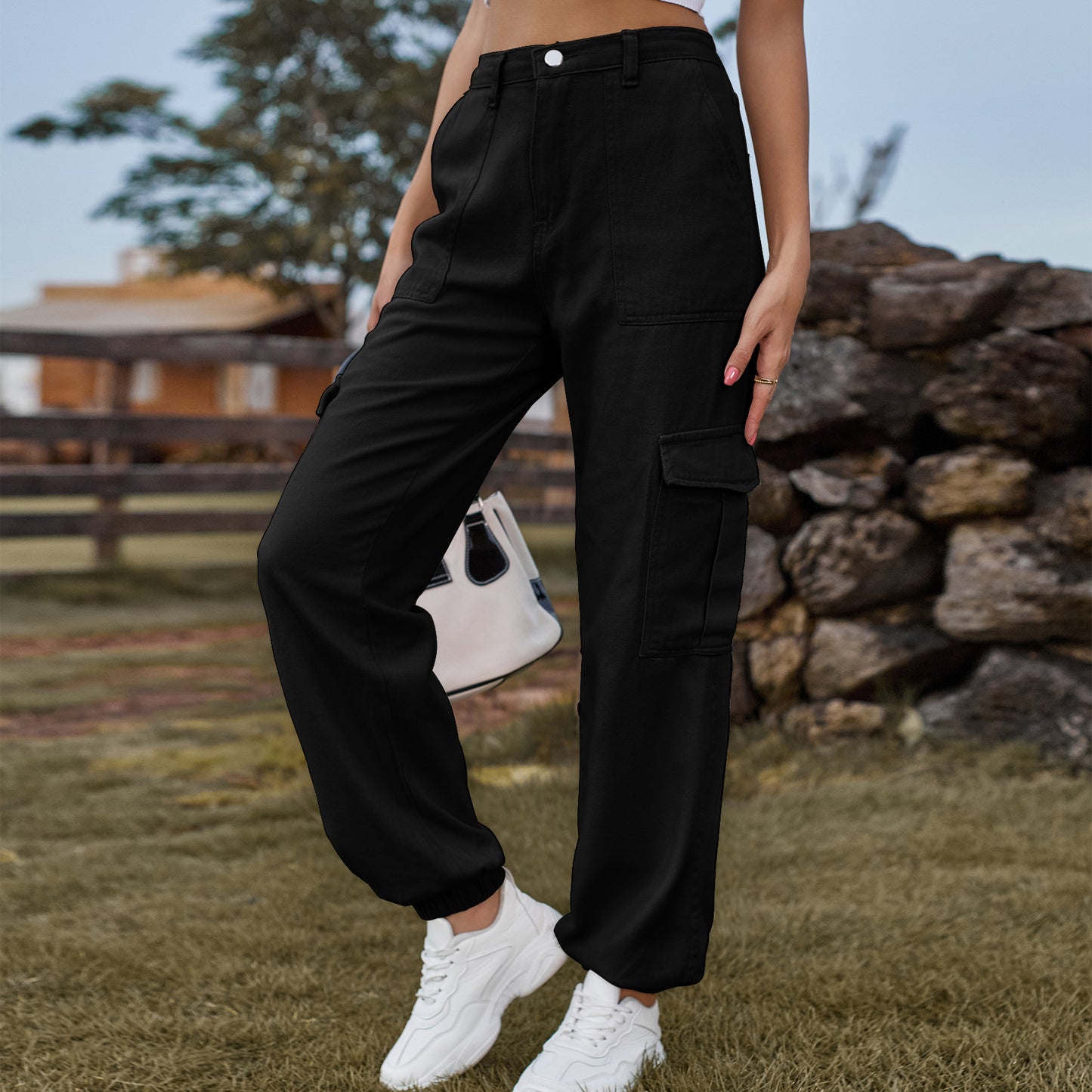 Stylish Multi-pocket Cargo Pant - Women's Loose Straight-Leg（Cuffed） Casual Trousers