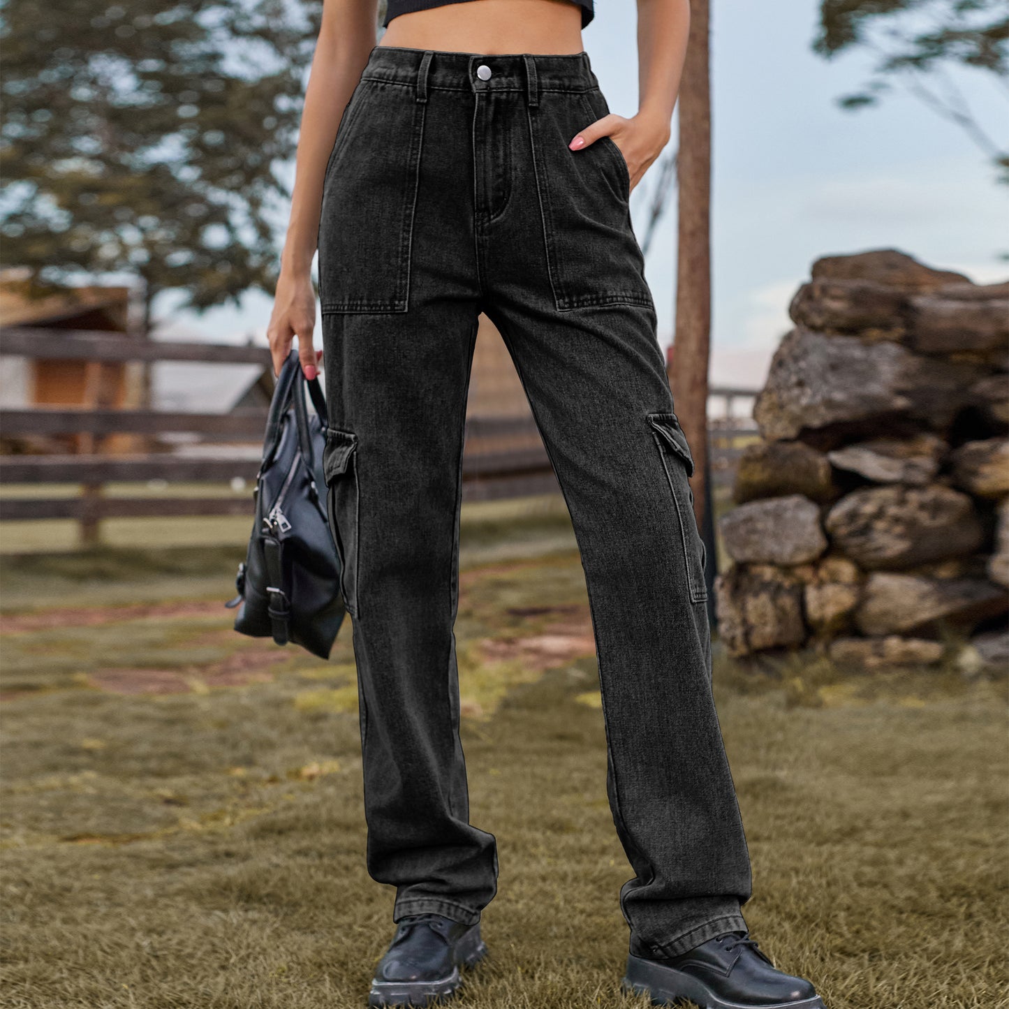 Stylish Multi-pocket Cargo Pant - Women's Loose Straight-Leg（Cuffed） Casual Trousers