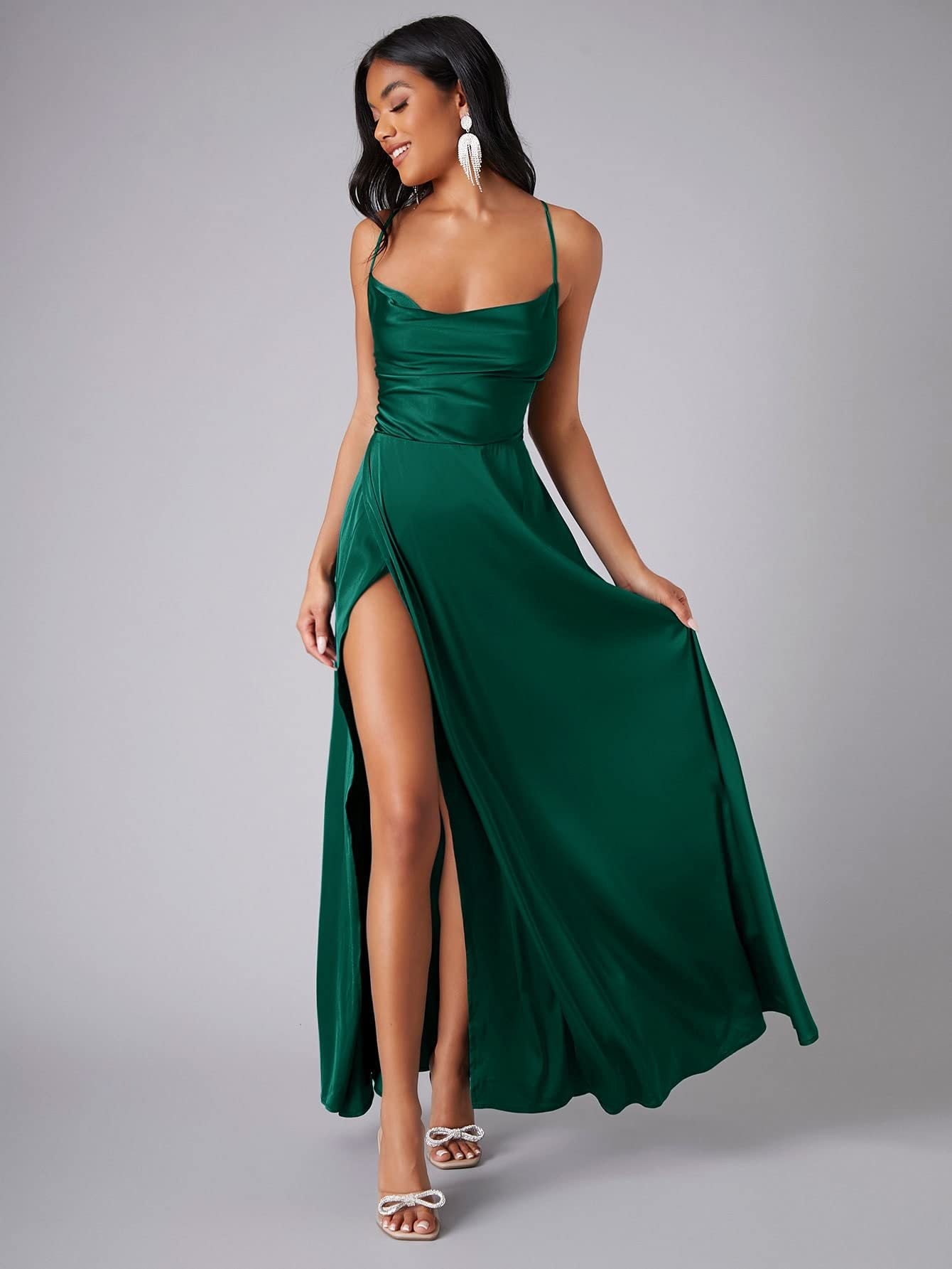Crisscross Strappy Maxi Party Wear - Multi-Color Slip Dress with Slit