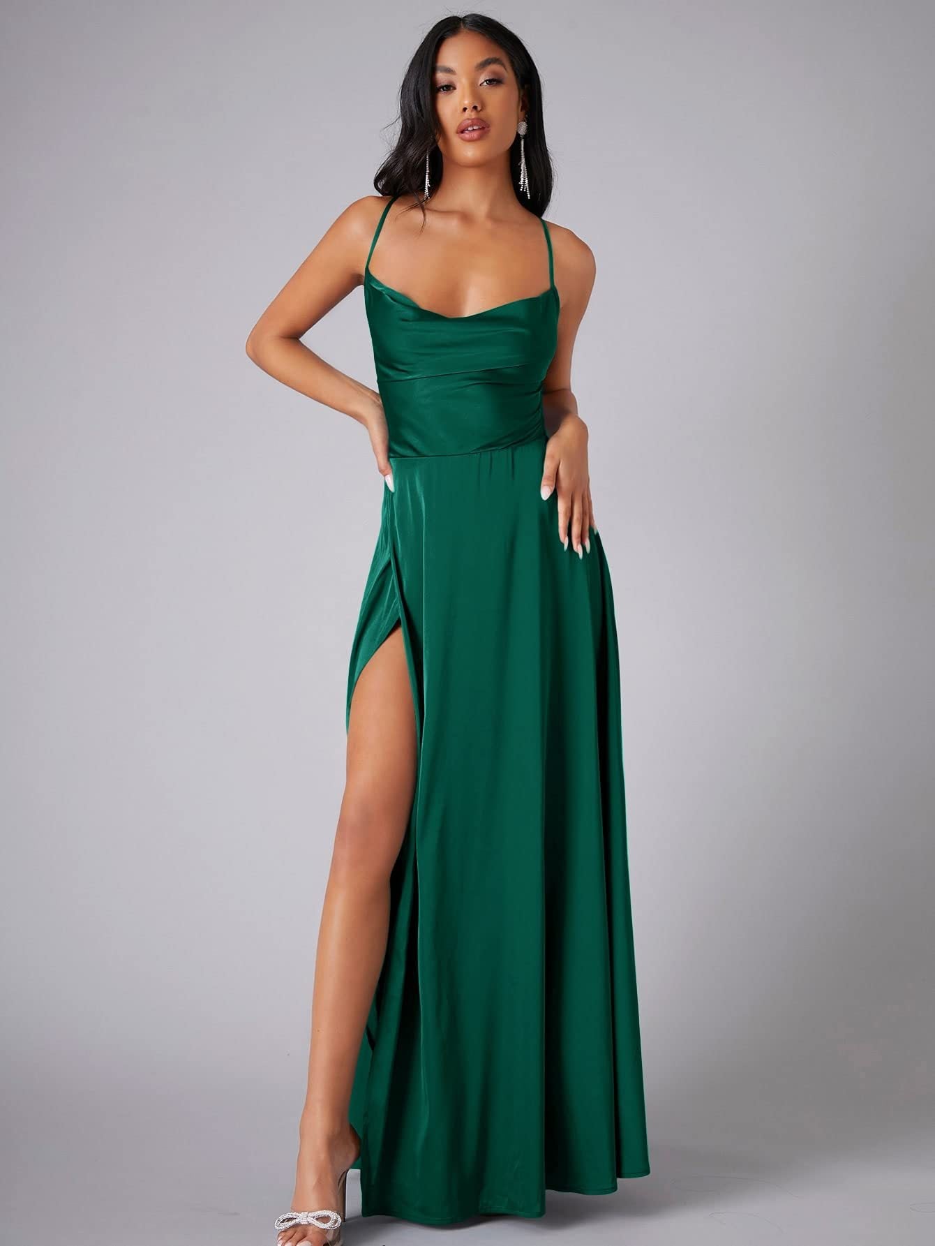Crisscross Strappy Maxi Party Wear - Multi-Color Slip Dress with Slit