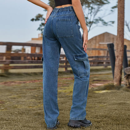 Stylish Multi-pocket Cargo Pant - Women's Loose Straight-Leg（Cuffed） Casual Trousers