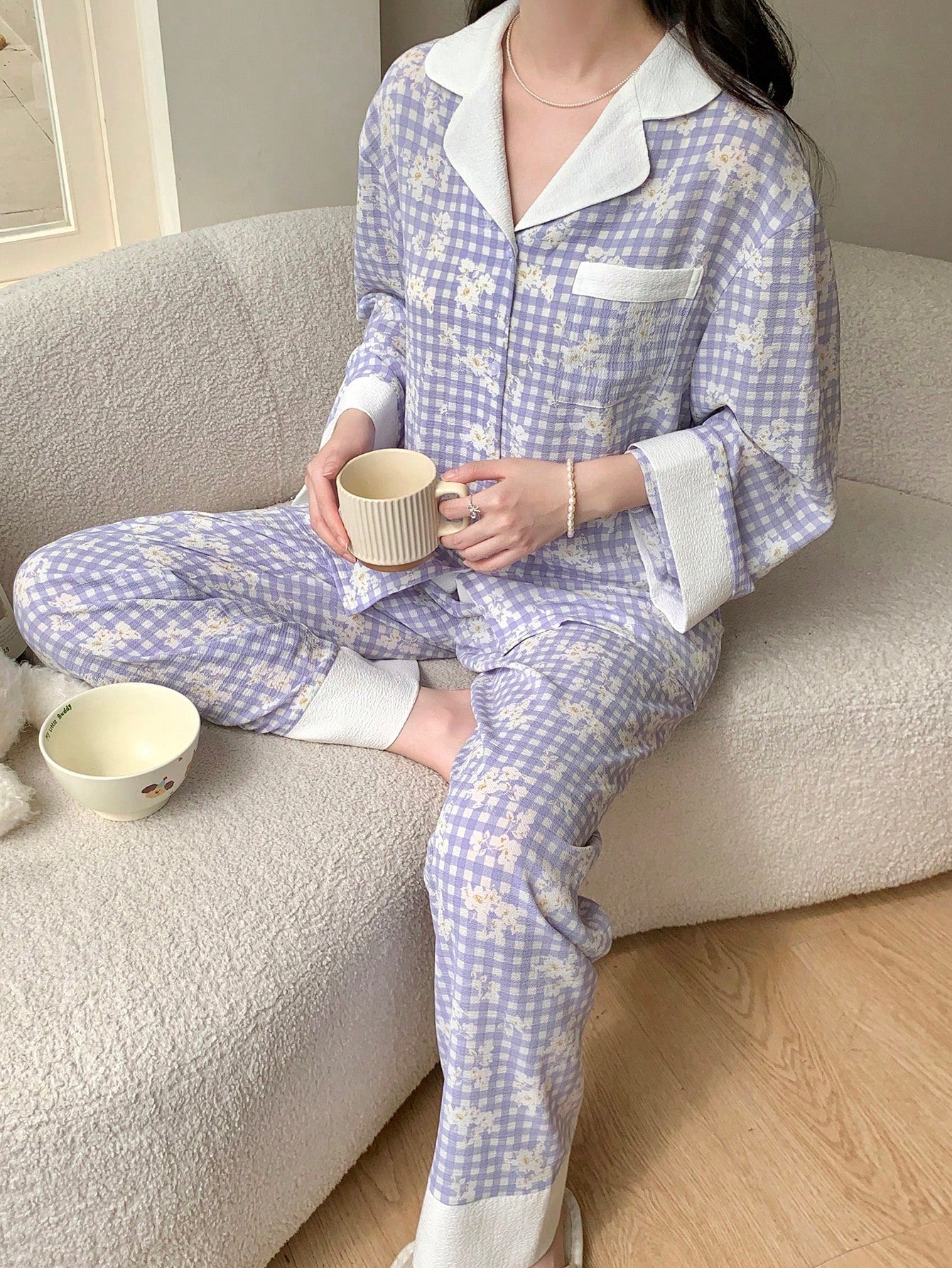 100% 聚酯纤维 时尚休闲居家舒适宽松版式青少年（女）家居服 13-16 лет