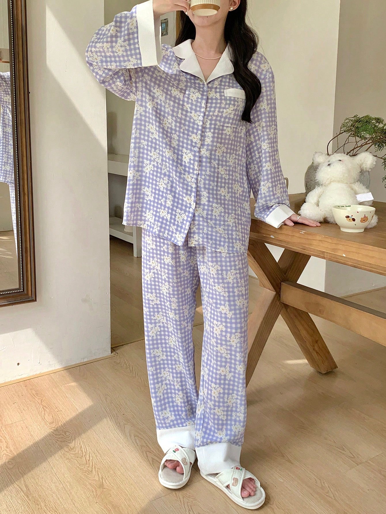 100% 聚酯纤维 时尚休闲居家舒适宽松版式青少年（女）家居服 13-16 лет