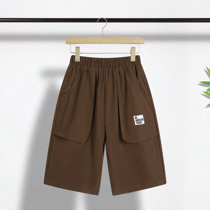 100% 聚酯纤维 夏季休闲宽松街头百搭潮流青少年（男）短裤咖啡棕色 13-16 лет
