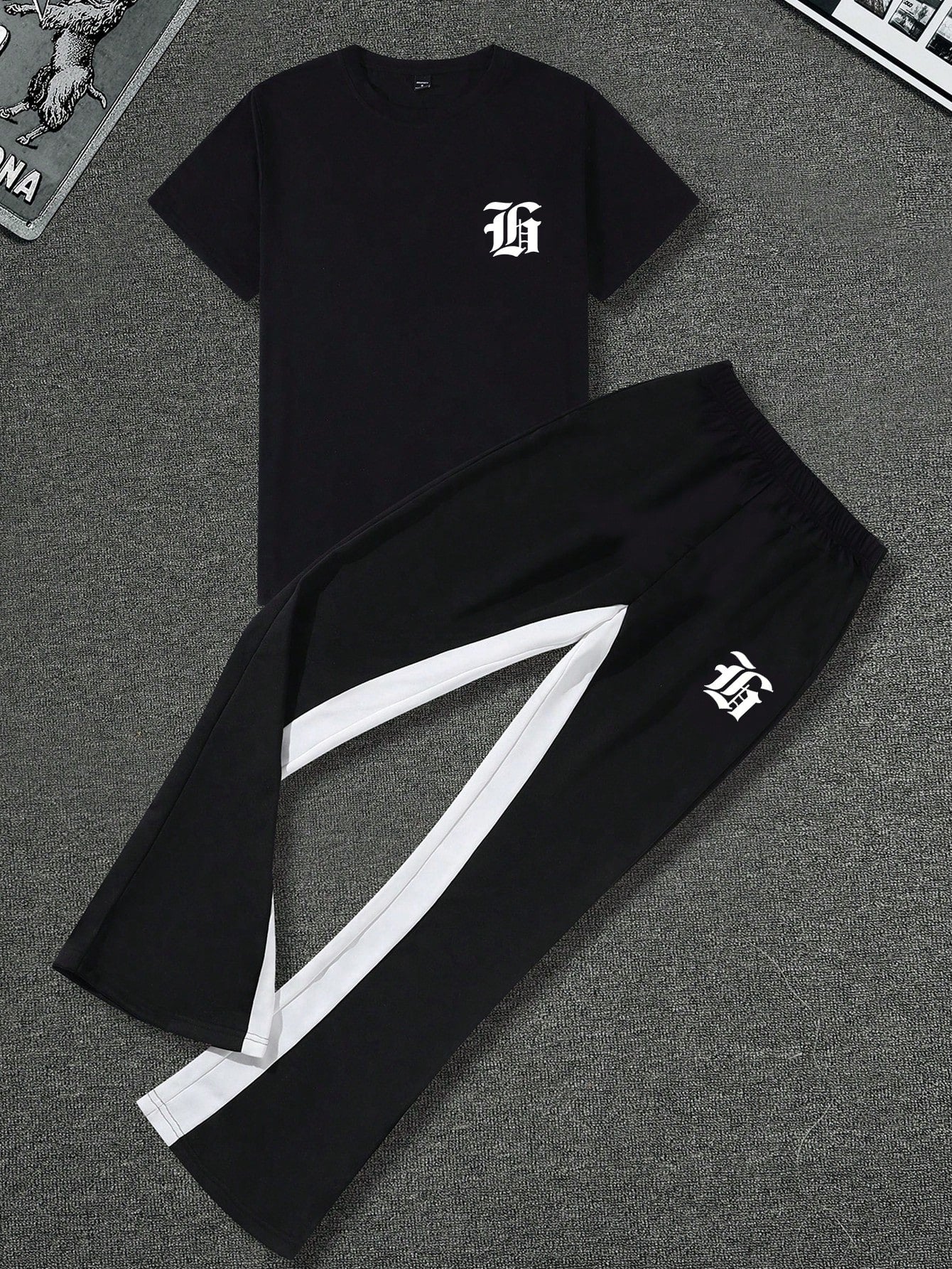 100% 聚酯纤维 休闲运动时尚街头青少年（男）T恤套装 13-16岁