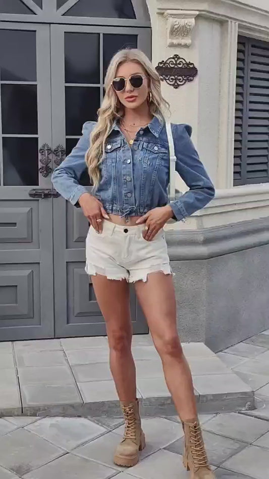 Short Fitted - Waist Denim Jacket - Women's Slim - Fitting & Figure - Flattering Outerwear